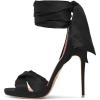 imageFSJ Women Cocktail Peep Toe Satin Lace Up Sandals Ankle Wrap Platform High Heels Party Sexy Shoes Size 415 USBlack
