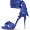 imageFSJ Women Cocktail Peep Toe Satin Lace Up Sandals Ankle Wrap Platform High Heels Party Sexy Shoes Size 415 USBlue