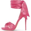 imageFSJ Women Cocktail Peep Toe Satin Lace Up Sandals Ankle Wrap Platform High Heels Party Sexy Shoes Size 415 USPink