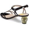 imageFSJ Women Casual TStrap Sandal Open Toe Stacked Kitten Heel Strappy Rhinestone Shoe Size 415 USBlack Crystal Heel
