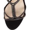 imageFSJ Women Casual TStrap Sandal Open Toe Stacked Kitten Heel Strappy Rhinestone Shoe Size 415 USBlack Studded Crystal Heel