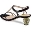 imageFSJ Women Casual TStrap Sandal Open Toe Stacked Kitten Heel Strappy Rhinestone Shoe Size 415 USBlack Studded Crystal Heel