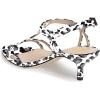 imageFSJ Women Casual TStrap Sandal Open Toe Stacked Kitten Heel Strappy Rhinestone Shoe Size 415 USLeopard