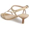 imageFSJ Women Casual TStrap Sandal Open Toe Stacked Kitten Heel Strappy Rhinestone Shoe Size 415 USNude