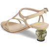 imageFSJ Women Casual TStrap Sandal Open Toe Stacked Kitten Heel Strappy Rhinestone Shoe Size 415 USNude Crystal Heel