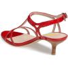 imageFSJ Women Casual TStrap Sandal Open Toe Stacked Kitten Heel Strappy Rhinestone Shoe Size 415 USRed