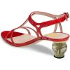imageFSJ Women Casual TStrap Sandal Open Toe Stacked Kitten Heel Strappy Rhinestone Shoe Size 415 USRed Crystal Heel