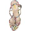 imageFSJ Women Casual TStrap Sandal Open Toe Stacked Kitten Heel Strappy Rhinestone Shoe Size 415 USRed Multi