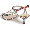 imageFSJ Women Casual TStrap Sandal Open Toe Stacked Kitten Heel Strappy Rhinestone Shoe Size 415 USRed Multi