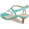 imageFSJ Women Casual TStrap Sandal Open Toe Stacked Kitten Heel Strappy Rhinestone Shoe Size 415 USTurquoise