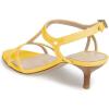 imageFSJ Women Casual TStrap Sandal Open Toe Stacked Kitten Heel Strappy Rhinestone Shoe Size 415 USYellow