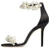 imageFSJ Women Fashion Dressy High Heel Stiletto Open Toe Pump Sandal Full Pearls Ankle Strap Back Zipper Party Wedding Shoes Size 415 USBlack