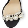 imageFSJ Women Fashion Dressy High Heel Stiletto Open Toe Pump Sandal Full Pearls Ankle Strap Back Zipper Party Wedding Shoes Size 415 USBlack