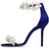 imageFSJ Women Fashion Dressy High Heel Stiletto Open Toe Pump Sandal Full Pearls Ankle Strap Back Zipper Party Wedding Shoes Size 415 USBlue
