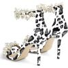 imageFSJ Women Fashion Dressy High Heel Stiletto Open Toe Pump Sandal Full Pearls Ankle Strap Back Zipper Party Wedding Shoes Size 415 USCow