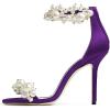 imageFSJ Women Fashion Dressy High Heel Stiletto Open Toe Pump Sandal Full Pearls Ankle Strap Back Zipper Party Wedding Shoes Size 415 USDark Purple