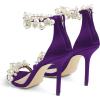 imageFSJ Women Fashion Dressy High Heel Stiletto Open Toe Pump Sandal Full Pearls Ankle Strap Back Zipper Party Wedding Shoes Size 415 USDark Purple