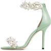 imageFSJ Women Fashion Dressy High Heel Stiletto Open Toe Pump Sandal Full Pearls Ankle Strap Back Zipper Party Wedding Shoes Size 415 USGrass Green