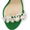 imageFSJ Women Fashion Dressy High Heel Stiletto Open Toe Pump Sandal Full Pearls Ankle Strap Back Zipper Party Wedding Shoes Size 415 USGreen