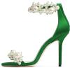 imageFSJ Women Fashion Dressy High Heel Stiletto Open Toe Pump Sandal Full Pearls Ankle Strap Back Zipper Party Wedding Shoes Size 415 USGreen