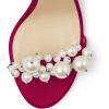 imageFSJ Women Fashion Dressy High Heel Stiletto Open Toe Pump Sandal Full Pearls Ankle Strap Back Zipper Party Wedding Shoes Size 415 USMagenta