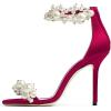 imageFSJ Women Fashion Dressy High Heel Stiletto Open Toe Pump Sandal Full Pearls Ankle Strap Back Zipper Party Wedding Shoes Size 415 USMagenta
