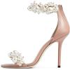 imageFSJ Women Fashion Dressy High Heel Stiletto Open Toe Pump Sandal Full Pearls Ankle Strap Back Zipper Party Wedding Shoes Size 415 USPink
