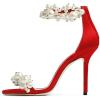 imageFSJ Women Fashion Dressy High Heel Stiletto Open Toe Pump Sandal Full Pearls Ankle Strap Back Zipper Party Wedding Shoes Size 415 USRed