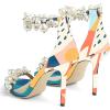 imageFSJ Women Fashion Dressy High Heel Stiletto Open Toe Pump Sandal Full Pearls Ankle Strap Back Zipper Party Wedding Shoes Size 415 USTown