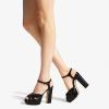 imageFSJ Women Platform Chunky Block High Heel Sandals Peep Toe Ankle Strap Party Evening Dress Pumps Shoes Size 415 USBlack