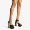 imageFSJ Women Platform Chunky Block High Heel Sandals Peep Toe Ankle Strap Party Evening Dress Pumps Shoes Size 415 USBlack Matte Leather