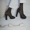 imageFSJ Women Platform Chunky Block High Heel Sandals Peep Toe Ankle Strap Party Evening Dress Pumps Shoes Size 415 USBlack Matte Leather