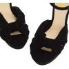 imageFSJ Women Platform Chunky Block High Heel Sandals Peep Toe Ankle Strap Party Evening Dress Pumps Shoes Size 415 USBlack Velvet
