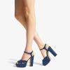 imageFSJ Women Platform Chunky Block High Heel Sandals Peep Toe Ankle Strap Party Evening Dress Pumps Shoes Size 415 USBlue Patent Leather