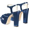 imageFSJ Women Platform Chunky Block High Heel Sandals Peep Toe Ankle Strap Party Evening Dress Pumps Shoes Size 415 USBlue Patent Leather