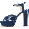 imageFSJ Women Platform Chunky Block High Heel Sandals Peep Toe Ankle Strap Party Evening Dress Pumps Shoes Size 415 USBlue Patent Leather