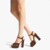 imageFSJ Women Platform Chunky Block High Heel Sandals Peep Toe Ankle Strap Party Evening Dress Pumps Shoes Size 415 USChocolate