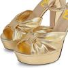 imageFSJ Women Platform Chunky Block High Heel Sandals Peep Toe Ankle Strap Party Evening Dress Pumps Shoes Size 415 USGold