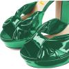 imageFSJ Women Platform Chunky Block High Heel Sandals Peep Toe Ankle Strap Party Evening Dress Pumps Shoes Size 415 USGreen Patent Leather