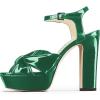imageFSJ Women Platform Chunky Block High Heel Sandals Peep Toe Ankle Strap Party Evening Dress Pumps Shoes Size 415 USGreen Patent Leather