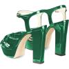 imageFSJ Women Platform Chunky Block High Heel Sandals Peep Toe Ankle Strap Party Evening Dress Pumps Shoes Size 415 USGreen Patent Leather