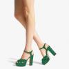 imageFSJ Women Platform Chunky Block High Heel Sandals Peep Toe Ankle Strap Party Evening Dress Pumps Shoes Size 415 USGreen Patent Leather