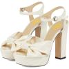 imageFSJ Women Platform Chunky Block High Heel Sandals Peep Toe Ankle Strap Party Evening Dress Pumps Shoes Size 415 USIvory White