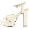 imageFSJ Women Platform Chunky Block High Heel Sandals Peep Toe Ankle Strap Party Evening Dress Pumps Shoes Size 415 USIvory White