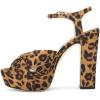 imageFSJ Women Platform Chunky Block High Heel Sandals Peep Toe Ankle Strap Party Evening Dress Pumps Shoes Size 415 USLeopard Print Suede