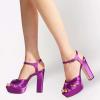imageFSJ Women Platform Chunky Block High Heel Sandals Peep Toe Ankle Strap Party Evening Dress Pumps Shoes Size 415 USPurple Satin
