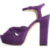 imageFSJ Women Platform Chunky Block High Heel Sandals Peep Toe Ankle Strap Party Evening Dress Pumps Shoes Size 415 USPurple2