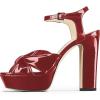 imageFSJ Women Platform Chunky Block High Heel Sandals Peep Toe Ankle Strap Party Evening Dress Pumps Shoes Size 415 USRed Patent Leather