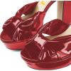 imageFSJ Women Platform Chunky Block High Heel Sandals Peep Toe Ankle Strap Party Evening Dress Pumps Shoes Size 415 USRed Patent Leather