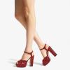 imageFSJ Women Platform Chunky Block High Heel Sandals Peep Toe Ankle Strap Party Evening Dress Pumps Shoes Size 415 USRed Patent Leather